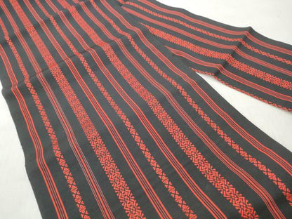 平和屋着物◎本場筑前博多織　八寸名古屋帯　献上　黒地　正絹　逸品　未使用　CABH8591qe