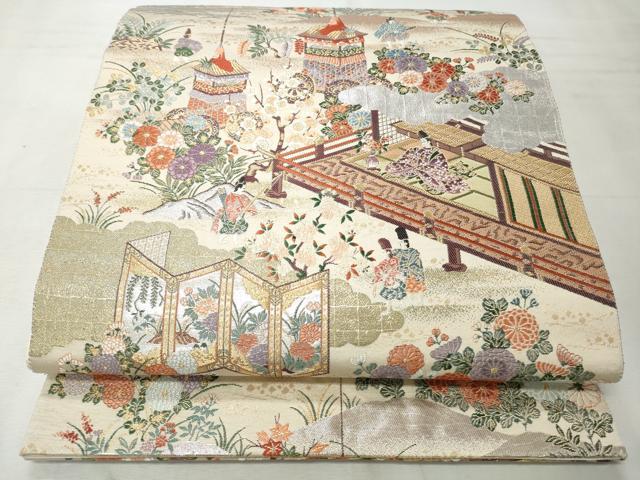 平和屋着物◎六通柄袋帯　唐織　御所解に山鉾　金銀糸　引箔　正絹　逸品　CABH8595qe
