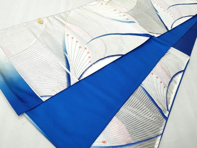 平和屋着物◎西陣　六通柄袋帯　唐織　舞蝶文　銀糸　正絹　逸品　CABH8604qe