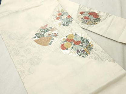 平和屋着物◎九寸名古屋帯　唐織　草花丸文　金銀糸　正絹　逸品　CABH8618qe