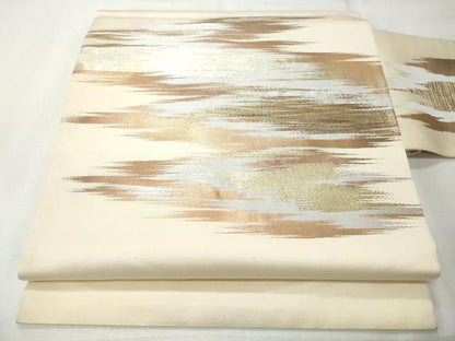 平和屋着物◎九寸名古屋帯　霞文　金糸　正絹　逸品　CABH8619qe