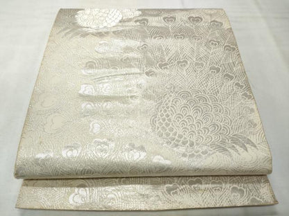 平和屋着物◎六通柄袋帯　手織錦　孔雀文　純プラチナ箔　正絹　逸品　CABH8630qe