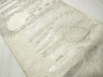 平和屋着物◎六通柄袋帯　手織錦　孔雀文　純プラチナ箔　正絹　逸品　CABH8630qe
