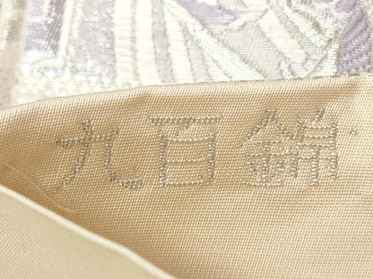 平和屋着物◎六通柄袋帯　唐織　亀甲花鳥文　九百錦　銀糸　正絹　逸品　CABH8631qe