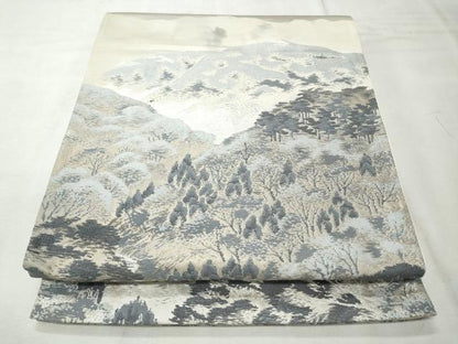 平和屋着物◎六通柄袋帯　吉野山　銀糸　引箔　正絹　逸品　CABH8632qe