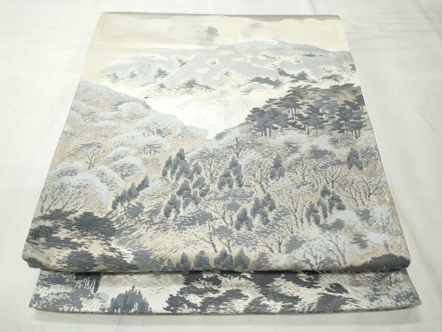 平和屋着物◎六通柄袋帯　吉野山　銀糸　引箔　正絹　逸品　CABH8632qe