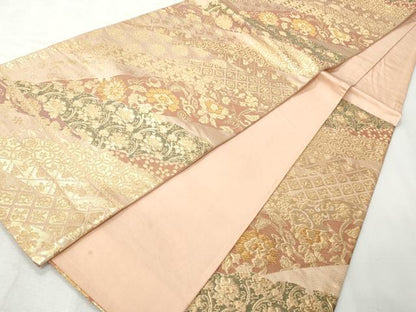 平和屋着物◎六通柄袋帯　花唐草文　金糸　正絹　逸品　CABH8634qe
