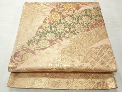 平和屋着物◎六通柄袋帯　花唐草文　金糸　正絹　逸品　CABH8634qe