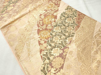 平和屋着物◎六通柄袋帯　花唐草文　金糸　正絹　逸品　CABH8634qe
