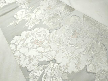 平和屋着物◎六通柄袋帯　牡丹　銀糸　正絹　逸品　CABH8635qe