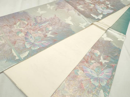 平和屋着物◎六通柄袋帯　唐織　花蝶文　金銀糸　正絹　逸品　CABH8672qe