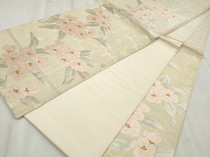 平和屋着物◎六通柄袋帯　唐織　草花文　金銀糸　正絹　逸品　CABH8674qe