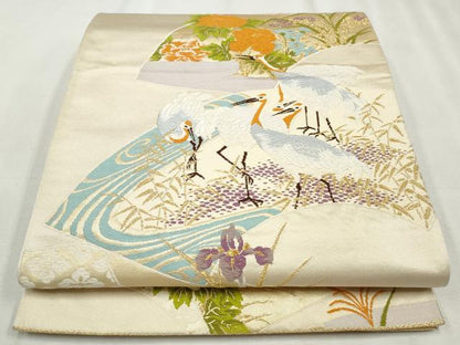 平和屋着物◎六通柄袋帯　唐織　地紙花鳥文　金糸　正絹　逸品　CABH8675qe