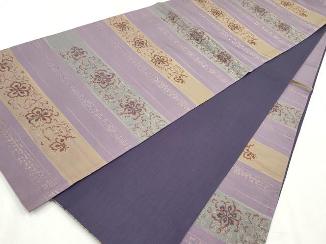 平和屋着物◎六通柄袋帯　横段花文　金銀糸　正絹　逸品　CABH8677qe