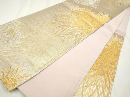 平和屋着物◎六通柄袋帯　重ね乱菊文　金銀糸　正絹　逸品　CABH8682qe