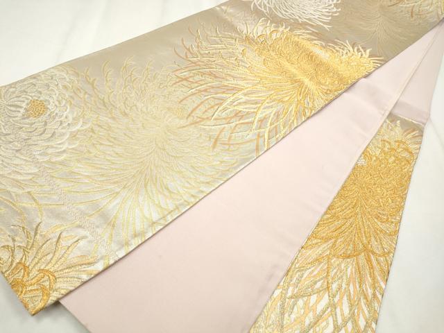 平和屋着物◎六通柄袋帯　重ね乱菊文　金銀糸　正絹　逸品　CABH8682qe