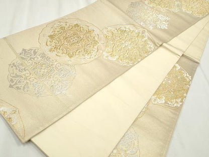 平和屋着物◎六通柄袋帯　唐織　正倉院花丸文　金銀糸　正絹　逸品　CABH8689qe