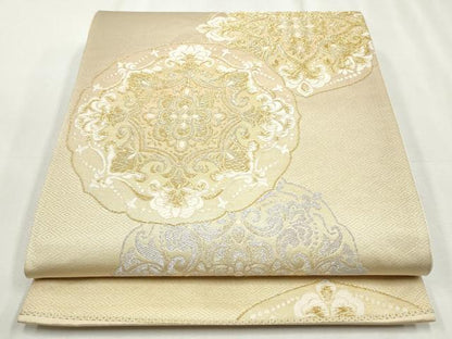 平和屋着物◎六通柄袋帯　唐織　正倉院花丸文　金銀糸　正絹　逸品　CABH8689qe