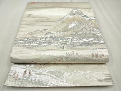 平和屋着物◎西陣　六通柄袋帯　東海道　廣重　東海道五拾三次之図小田原　金銀糸　正絹　逸品　CABH8691qe