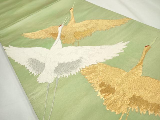 平和屋着物◎六通柄袋帯　唐織　飛鶴文　金糸　正絹　逸品　CABH8698qe