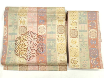 平和屋着物◎中国三大刺繍　相良刺繍　つけ帯　動物花文　正絹　逸品　CABH8700qe