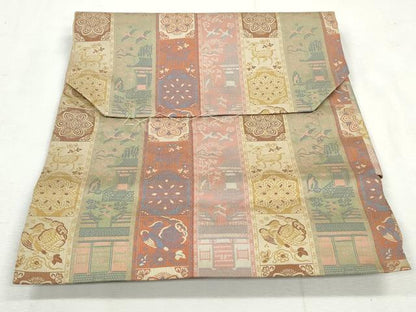 平和屋着物◎中国三大刺繍　相良刺繍　つけ帯　動物花文　正絹　逸品　CABH8700qe