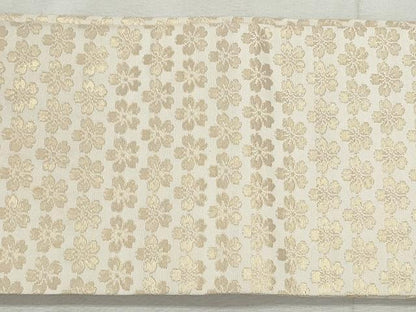 平和屋着物◎本場筑前博多織　半幅帯　舞桜文　金糸　正絹　逸品　CABH8707qe