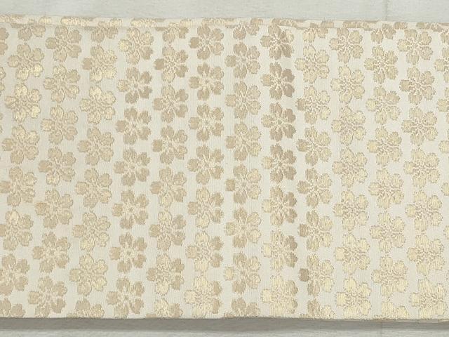 平和屋着物◎本場筑前博多織　半幅帯　舞桜文　金糸　正絹　逸品　CABH8707qe