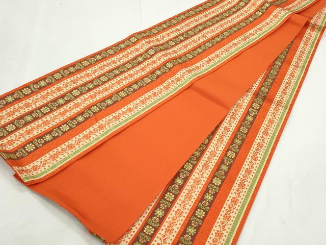 平和屋着物◎本場筑前博多織　半幅帯　草花文　正絹　逸品　CABH8708qe