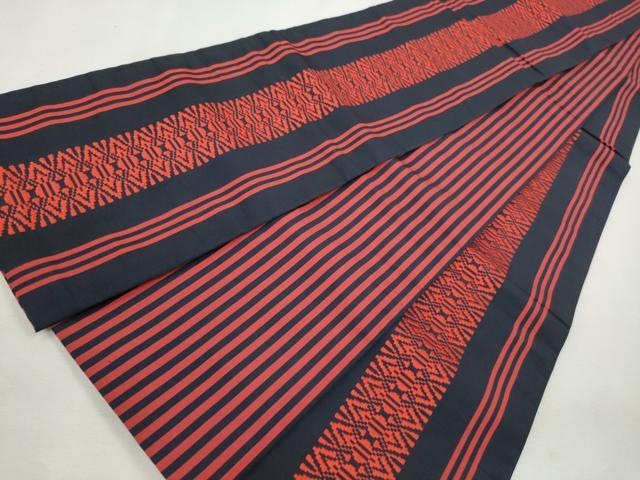 平和屋着物◎本場筑前博多織　両面　半幅帯　献上　正絹　逸品　CABH8723qe