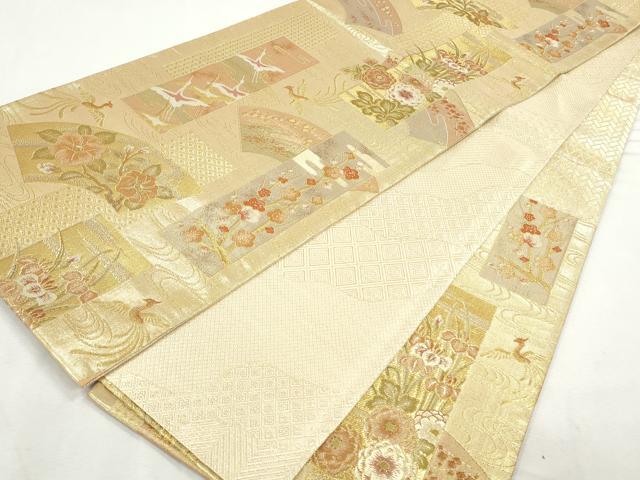 平和屋着物◎佐賀錦　短冊飛鶴鳳凰花文　金糸　袋帯　正絹　逸品　CABH8734qe