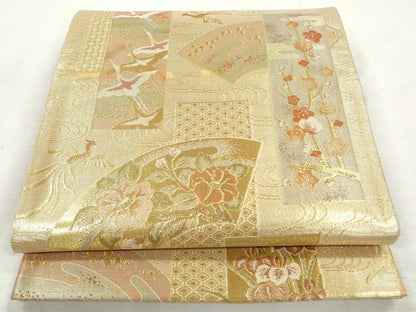 平和屋着物◎佐賀錦　短冊飛鶴鳳凰花文　金糸　袋帯　正絹　逸品　CABH8734qe