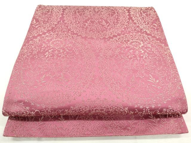 平和屋着物◎六通柄袋帯　狩猟花文　金糸　正絹　逸品　CABH8736qe