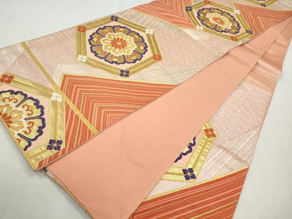 平和屋着物◎六通柄袋帯　唐織　吉祥正倉院花文　金銀糸　正絹　逸品　CABH8743qe