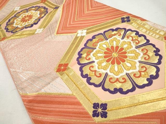 平和屋着物◎六通柄袋帯　唐織　吉祥正倉院花文　金銀糸　正絹　逸品　CABH8743qe