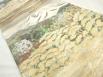 平和屋着物◎六通柄袋帯　遠山風景文　金銀糸　正絹　逸品　CABH8746qe
