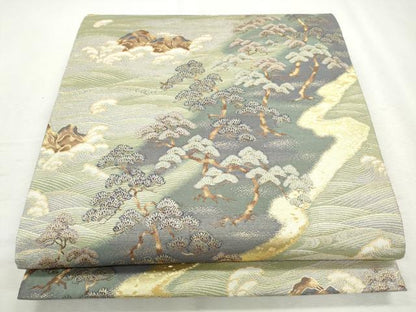 平和屋着物◎六通柄袋帯　浜松文　金糸　正絹　逸品　CABH8747qe