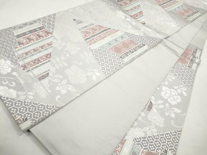 平和屋着物◎六通柄袋帯　花燭錦　銀糸　正絹　逸品　CABH8751qe