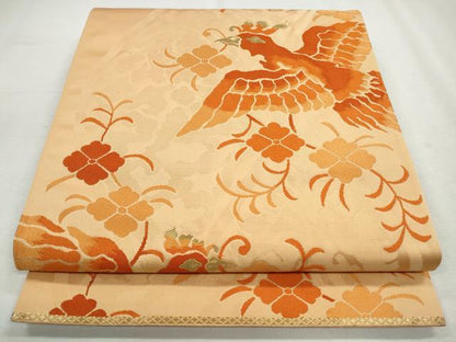平和屋着物◎六通柄袋帯　唐織　飛鳥花喰鳥　金糸　正絹　逸品　CABH8754qe