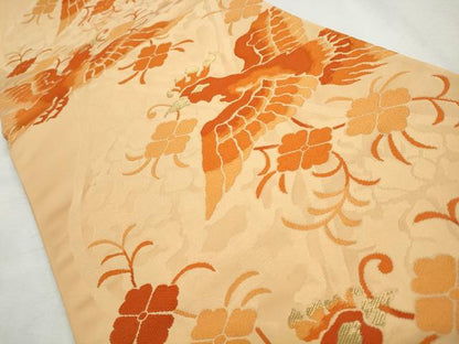 平和屋着物◎六通柄袋帯　唐織　飛鳥花喰鳥　金糸　正絹　逸品　CABH8754qe