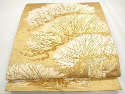 平和屋着物◎六通柄袋帯　松文　金糸　正絹　逸品　CABH8758qe
