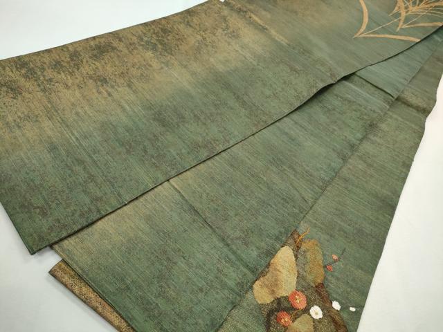 平和屋着物◎太鼓柄袋帯　刺繍　流水松竹梅　金糸　正絹　逸品　CABH8761qe