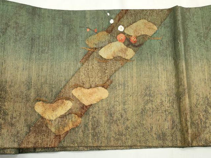 平和屋着物◎太鼓柄袋帯　刺繍　流水松竹梅　金糸　正絹　逸品　CABH8761qe