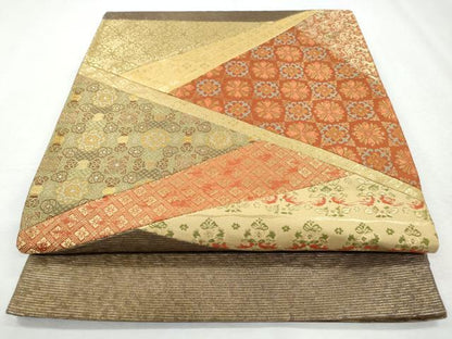 平和屋着物◎太鼓柄袋帯　切嵌　金糸　正絹　逸品　CABH8763qe