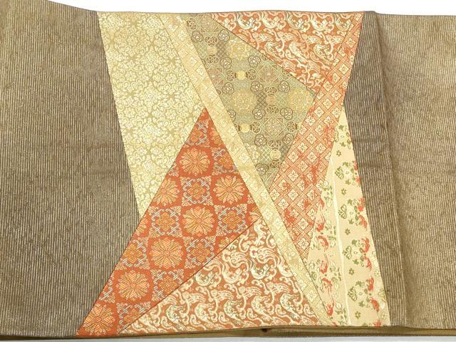 平和屋着物◎太鼓柄袋帯　切嵌　金糸　正絹　逸品　CABH8763qe