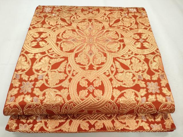平和屋着物◎六通柄袋帯　花唐草文　金銀糸　正絹　逸品　CABH8770qe
