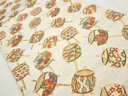平和屋着物◎六通柄袋帯　唐織　糸巻吉祥花文　金糸　正絹　逸品　CABH8772qe