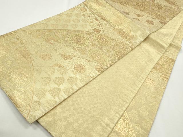 平和屋着物◎佐賀錦　六通柄袋帯　蜀江草花文　金糸　正絹　逸品　CABH8773qe