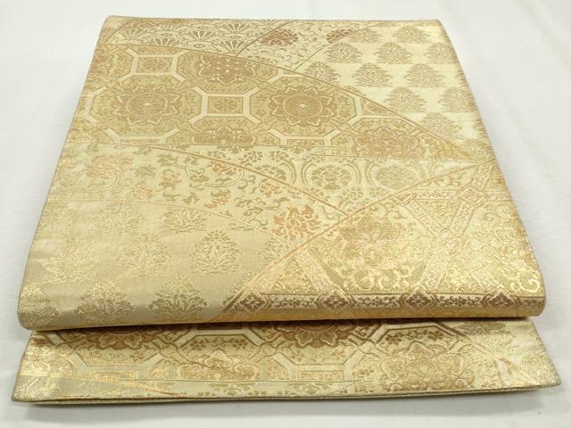 平和屋着物◎佐賀錦　六通柄袋帯　蜀江草花文　金糸　正絹　逸品　CABH8773qe