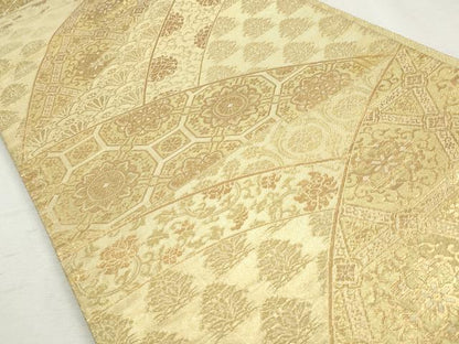 平和屋着物◎佐賀錦　六通柄袋帯　蜀江草花文　金糸　正絹　逸品　CABH8773qe